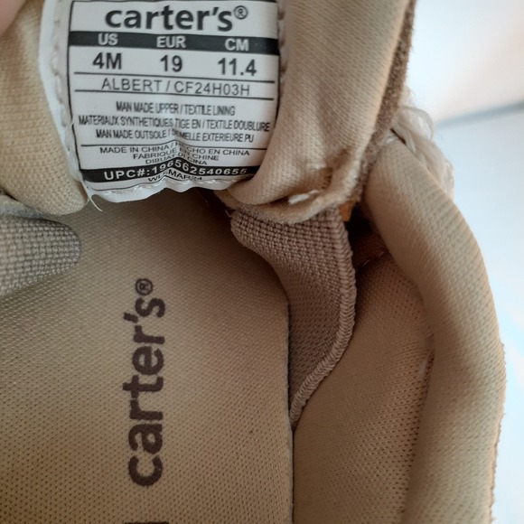 Carter's Baby Casual Sneakers Size 4M‎ Tan & Brown NWT - Picture 9 of 10